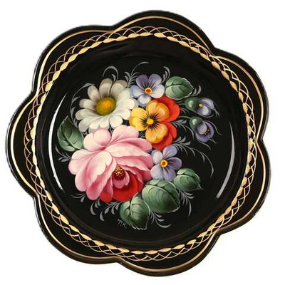 Жостовский поднос декоративный, размер 18 см (A1), металлический