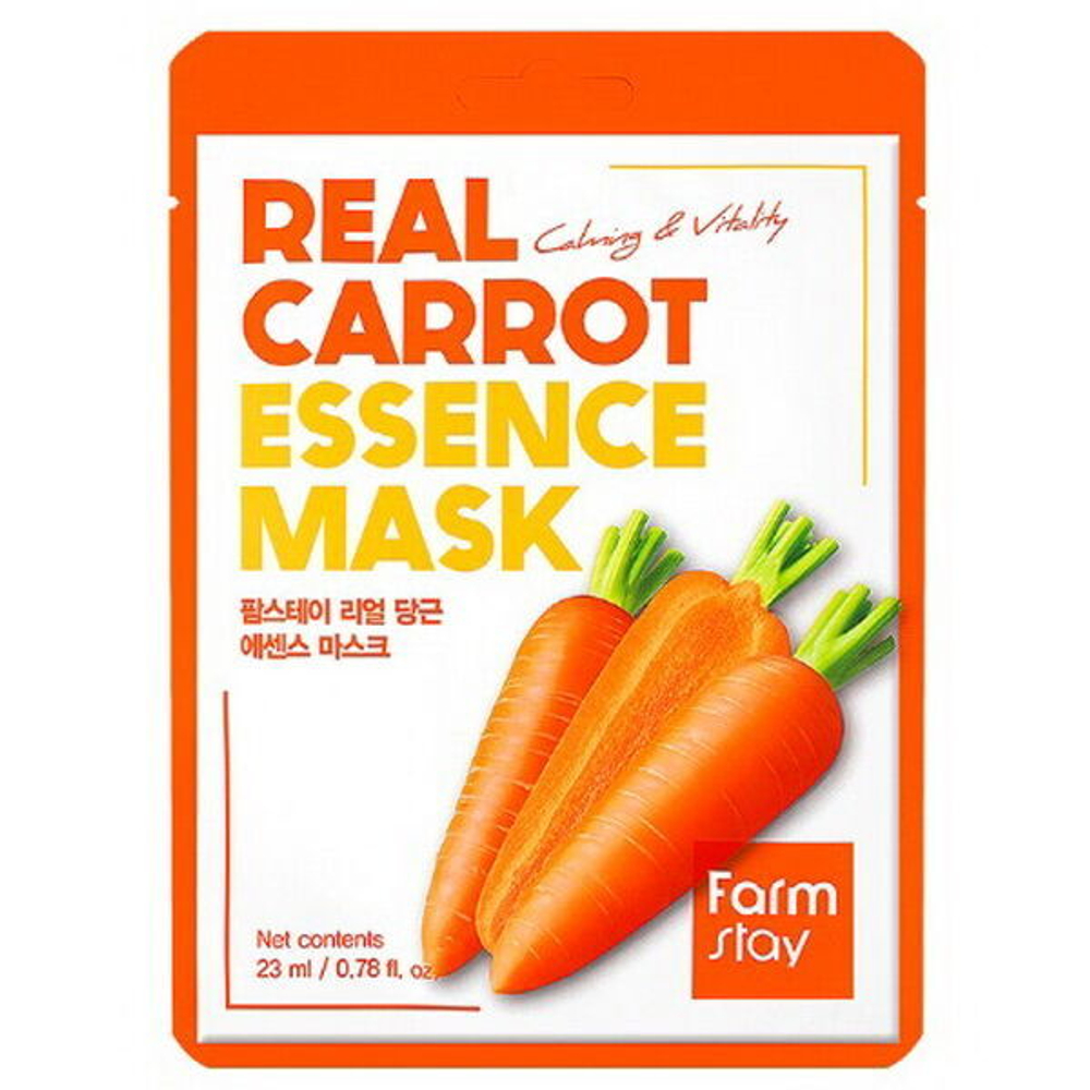 Тканевая маска для лица с экстрактом моркови FarmStay Real Carrot Essence Mask, 1шт х 23мл