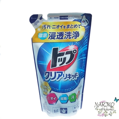 Жидкое средство для стирки белья LION Top Clear Liquid с ферментами цветочный аромат, мягкая упаковка 500 гр.