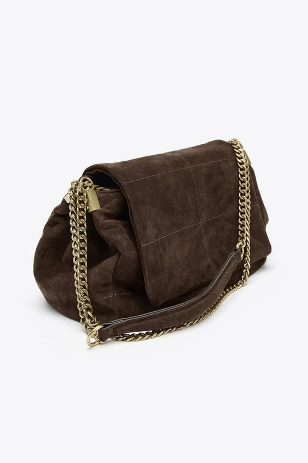 ZARA ЗАМШЕВАЯ СУМКА ЧЕРЕЗ ПЛЕЧО, ШОКОЛАДНЫЙ