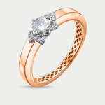 Кольцо женское из розового и белого золота 585 пробы с фианитами (арт. дф1101590р)