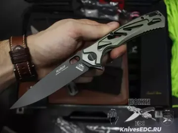Нож складной НОКС Майор Black сталь M390, зеленый Титан 328-159506