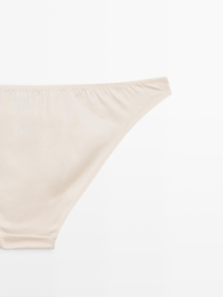 Massimo Dutti Трусы из смесового атласа и шелка, кремовый