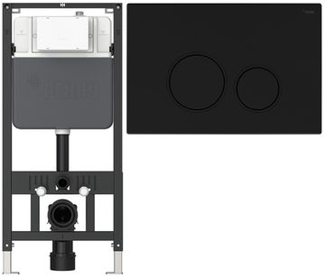 Комплект инсталляции Рехау NOVAFLOW с панелью смыва NOVA ORB 001 круглой, черный, матовый