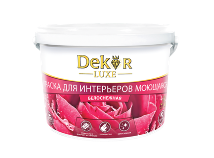 DEKOR LUXE  Краска Краска ВД-АК-216 для интерьеров моющаяся белоснежная  3кг (Кубанские краски)