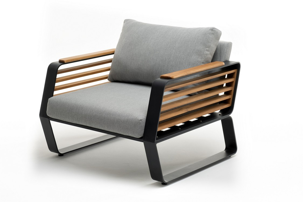 Кресло из алюминия Joygarden АУРА темный графит, темно-серый графит, светло-серый