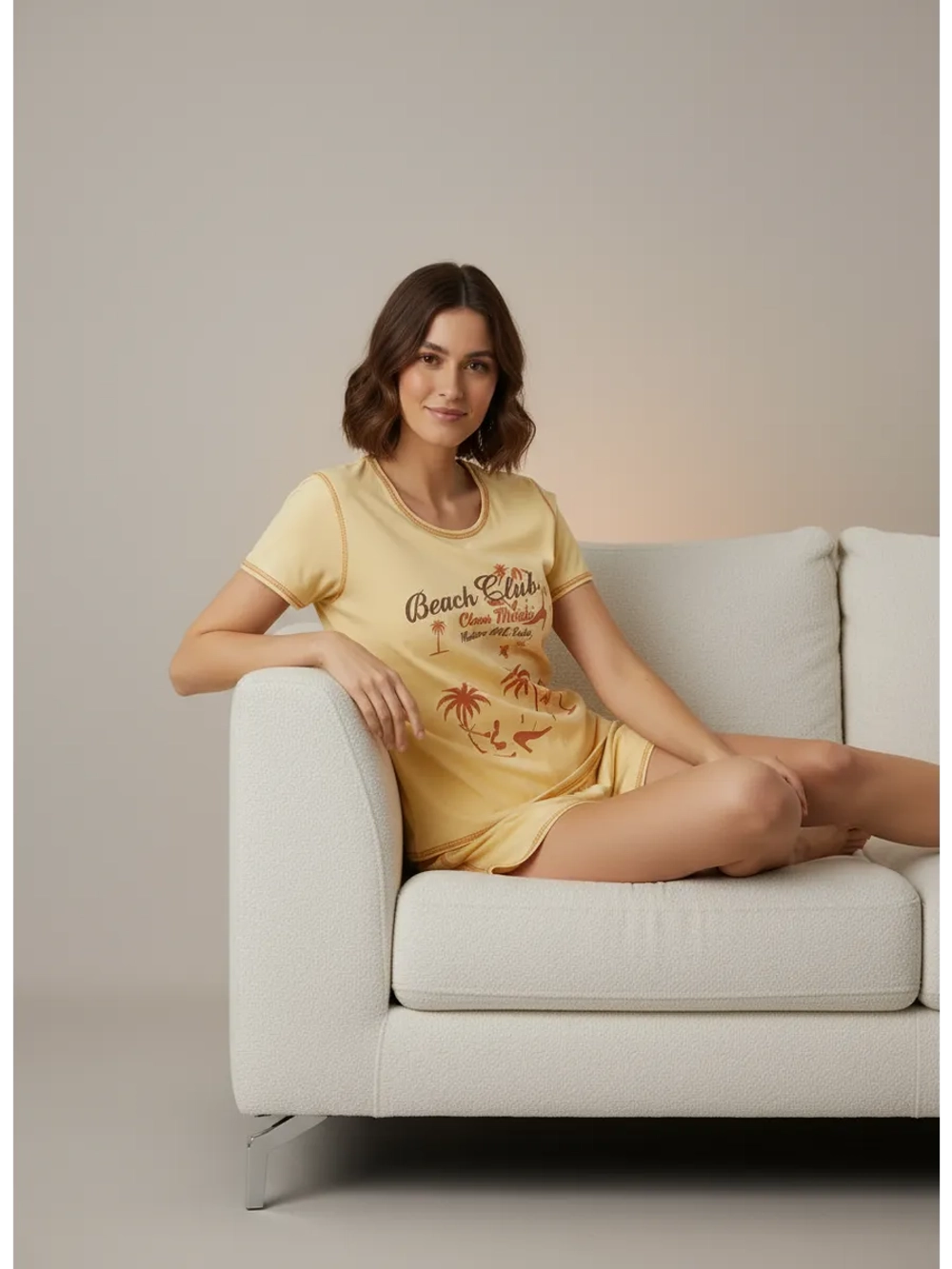 Пижама хлопковая с шортами и футболкой костюм домашний