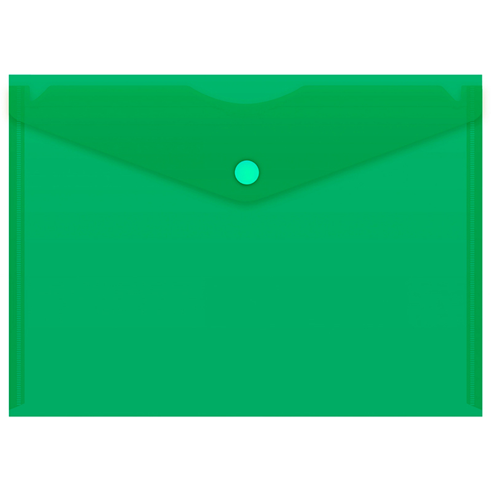 Папка-конверт на кнопке Бюрократ, А5, 180 мкм, зеленая