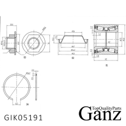 Подшипник ступицы задний CITROEN DS3/C-Elysee/PEUGEOT 208/301 GANZ GIK05191