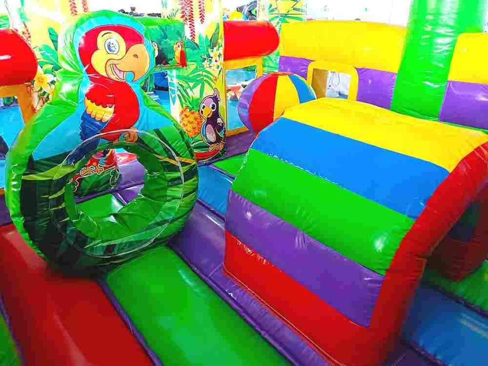 Детский надувной батут «Попугайчики» без горки, размер 4*4*2,6 м.