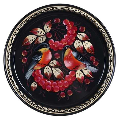 Жостовский поднос декоративный, размер 22 см (A5), металлический
