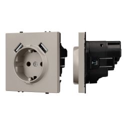 Механизм розетки с USB зарядкой SCT-NOBE-MUAA-SFPL-CA (230V, 16A) (Arlight, Кашемир) 059442