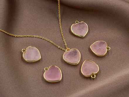 Подвеска "Сердце" 15мм, из бледно-розового кварца