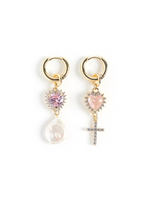 Серьги "Cross pearl Pink" Gold