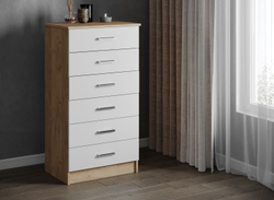 Комод высокий Катрин 4, дуб крафт золотой/белый