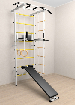 Шведская стенка Sv Pro 805 (Турник Pro/Брусья/стойка/Скамья/Канат/Кольца/Лестница)