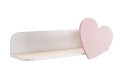 Полка навесная Сердечко "Зефир", (Белое дерево/пудра розовая (эмаль))