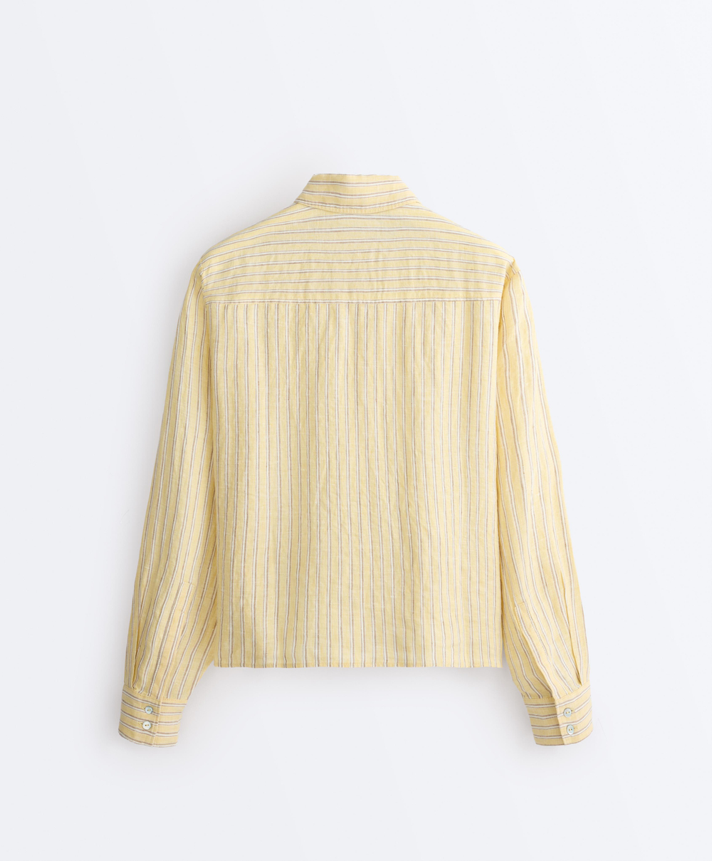 Oysho Короткая рубашка из 100%-го льна, желтый