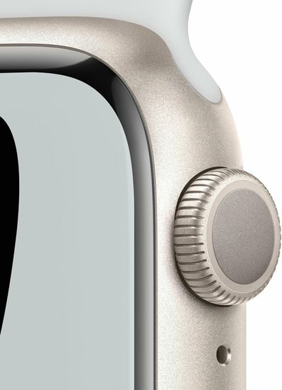 Apple Watch Nike Series 7, 41 мм, корпус из алюминия цвета «сияющая звезда», спортивный ремешок Nike цвета «чистая платина/чёрный»