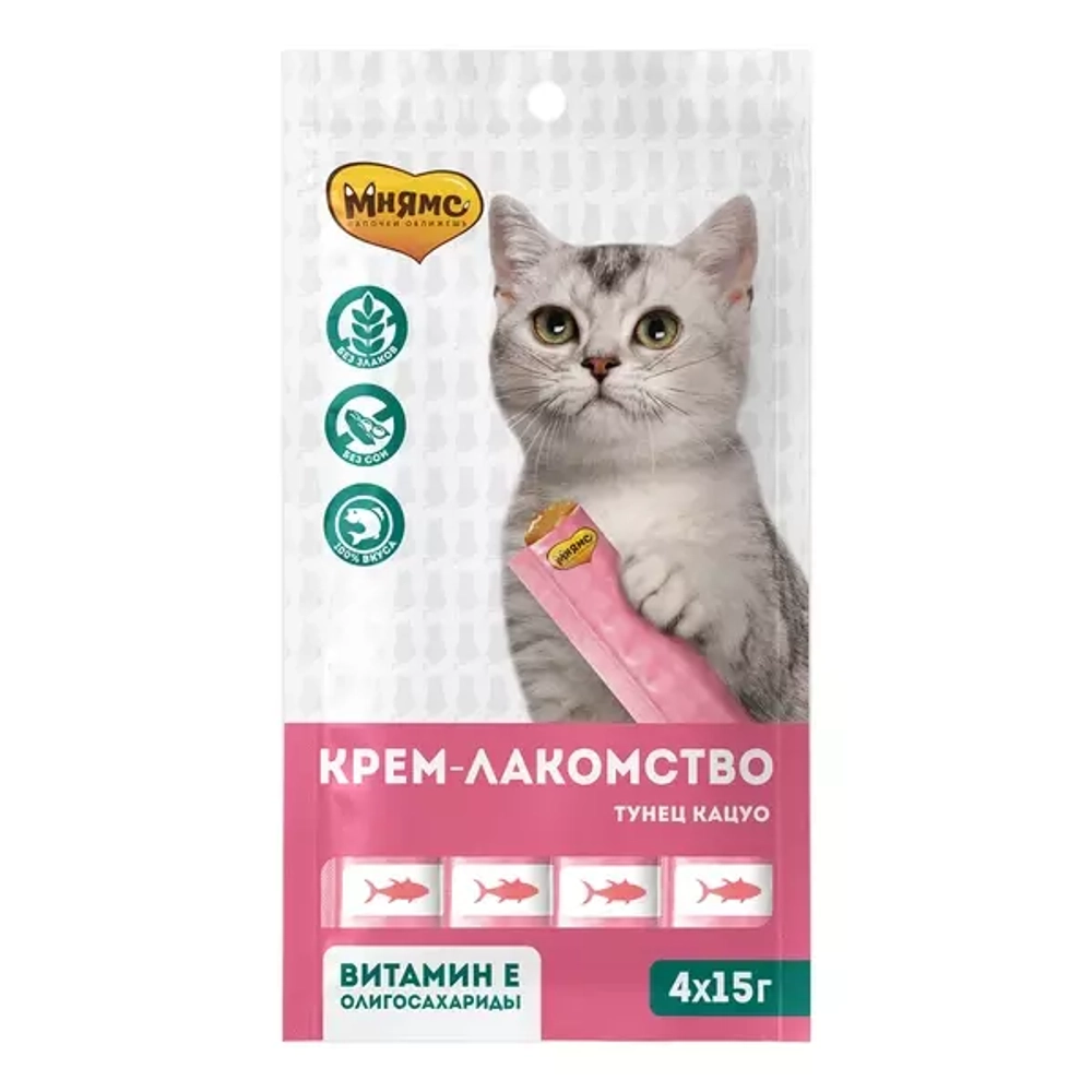 Мнямс Крем-лакомство для кошек с тунцом Кацуо 15 г * 4 шт