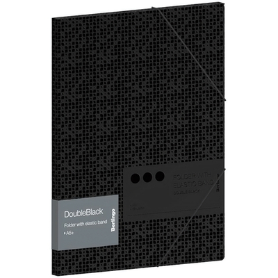 Папка для тетрадей на резинке А5+ 600мкм чёрная с рисунком "DoubleBlack" (Berlingo)