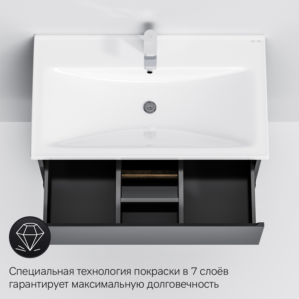M85AFHX0802BM X-Joy, База под раковину, подвесная, 80 см, 2 ящика, черный матовый