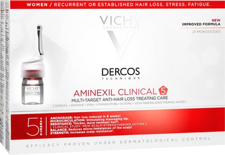 Vichy Dercos Aminexil Clinical 5 - точечный уход против выпадения волос для женщин /   21x6  ml  / GTIN 3337875522786