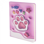 Записная книжка 14,0 см * 21,0 см , 7БЦ, Alingar, PU, поролон, конгрев, эффект 3D, 80л., линия, "Лапка", розовый