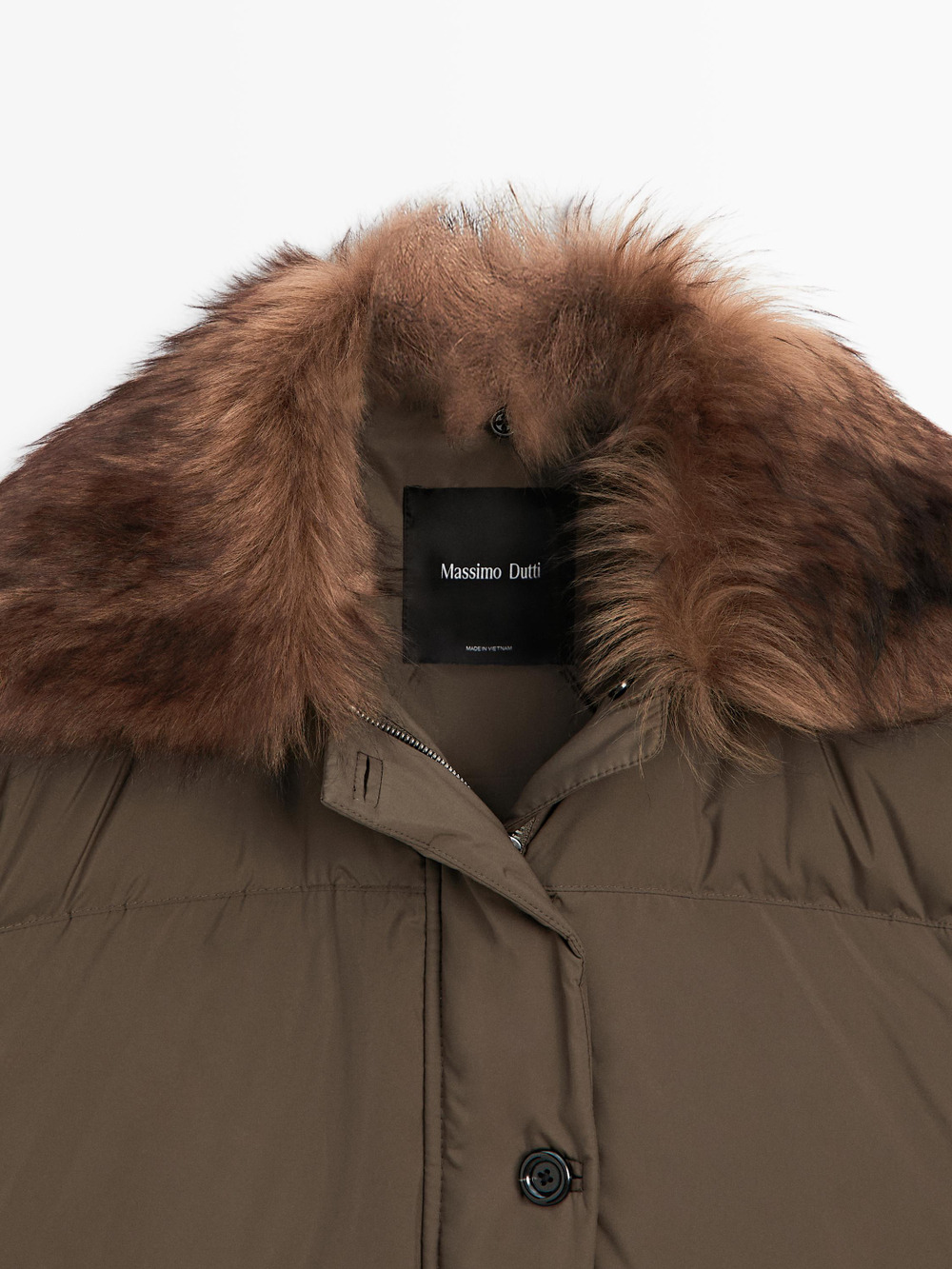 Massimo Dutti Стеганая куртка с водоотталкивающей пропиткой, темный хаки