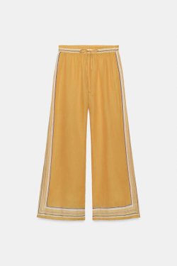 ZARA БРЮКИ ИЗ 100% РАМИ — ZW COLLECTION, С ПРИНТОМ