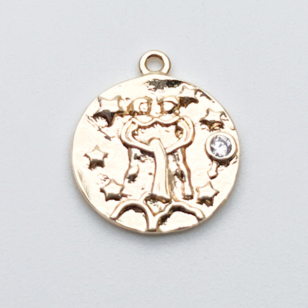 Подвеска Знак Зодиака Близнецы, цвет золото, фианит, размер 16*14 мм, цена за 1 шт