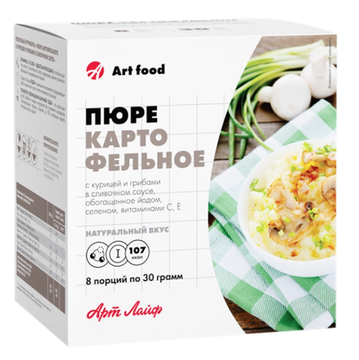 Пюре картофельное с курицей и грибами в сливочном соусе