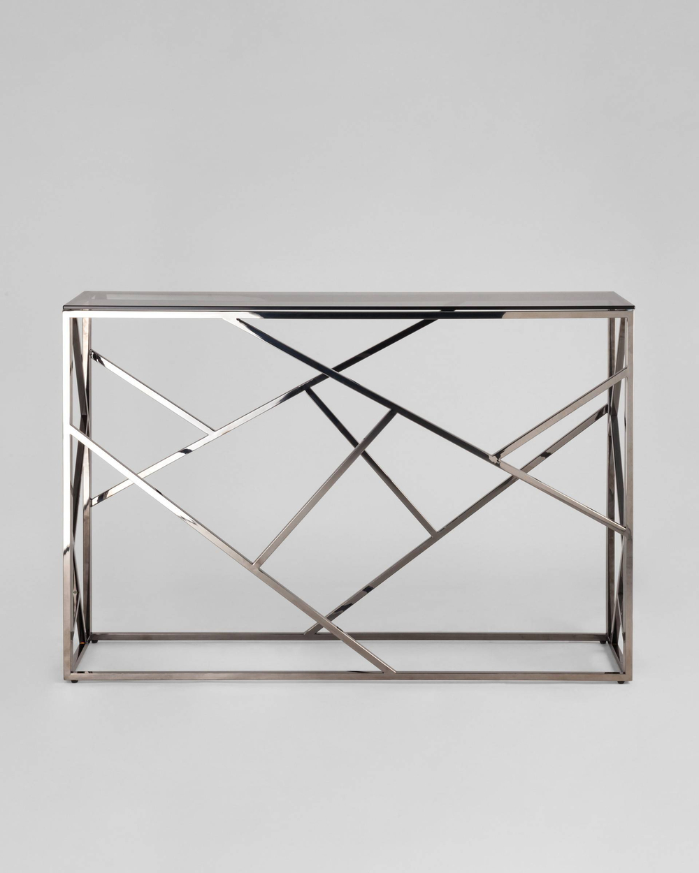 Консоль АРТ ДЕКО 115*30 стекло smoke сталь тёмный хром