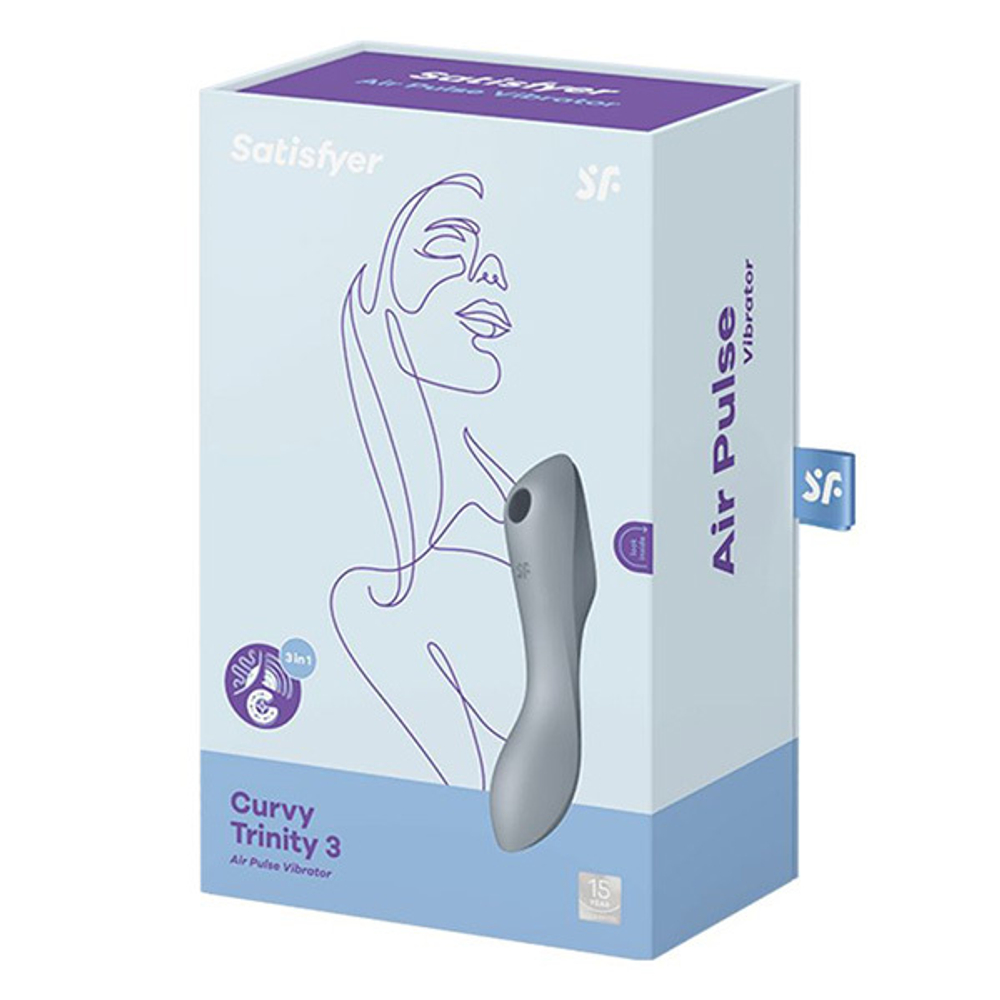 Серый вакуум-волновой вибростимулятор 17,8см Satisfyer Curvy Trinity 3