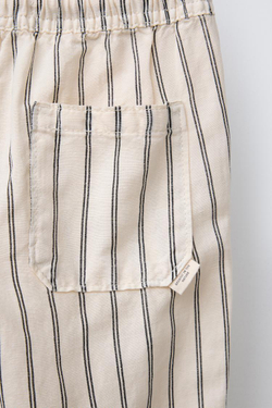 ZARA СВОБОДНЫЕ БРЮКИ ИЗО ЛЬНА, ЭКРЮ/ЧЕРНЫЙ