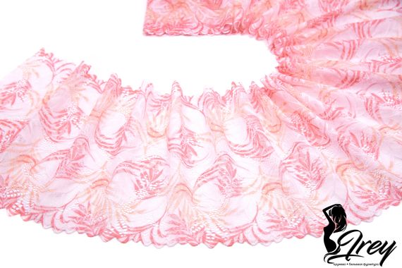 03-255 Кружево эластичное 22 см, айвори/пастельный коралл