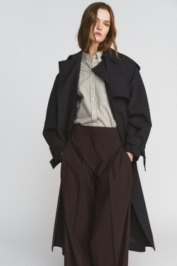 ZARA ТРЕНЧ В КЛЕТКУ ZW COLLECTION LIMITED EDITION, КОРИЧНЕВО-СИНИЙ