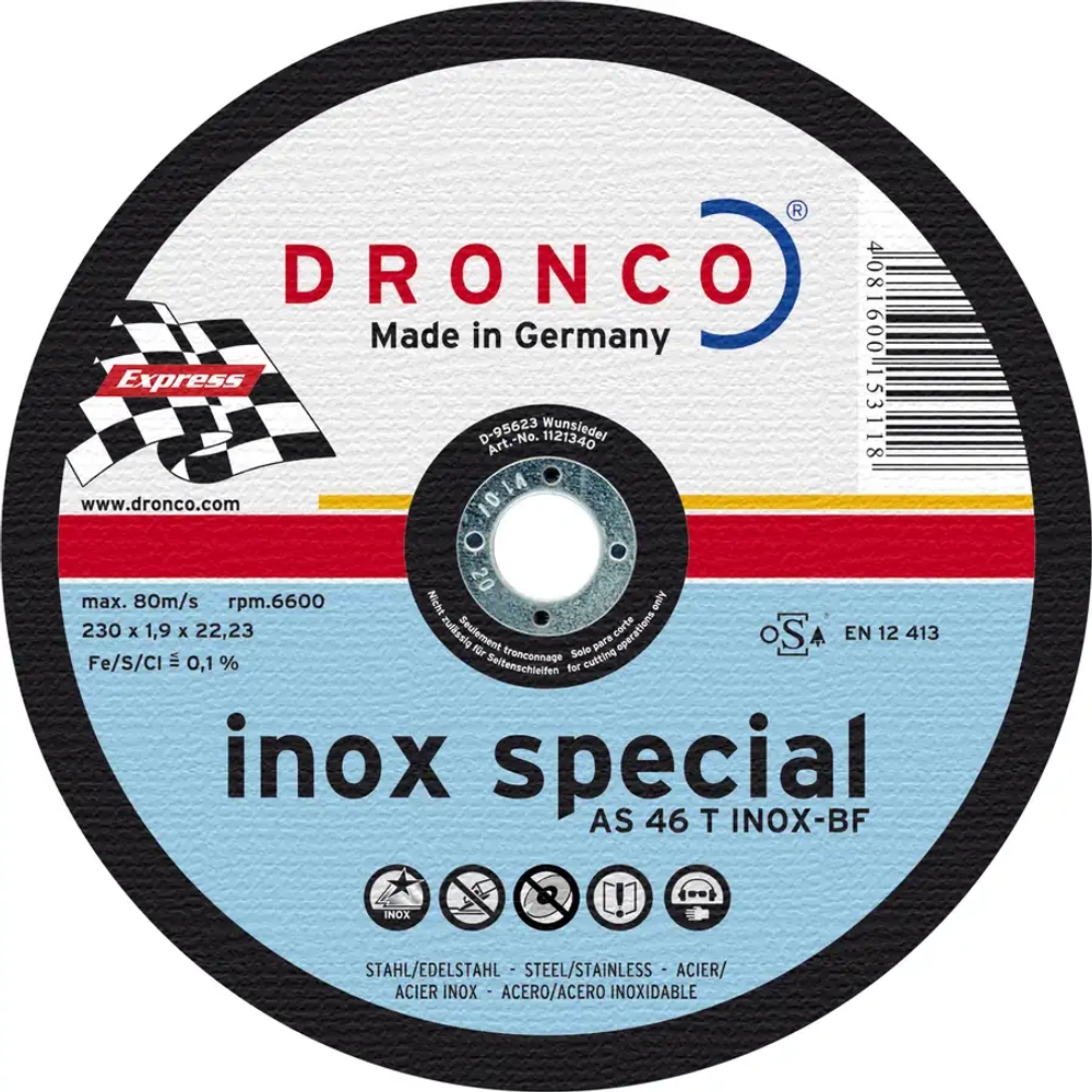 Абразивный отрезной диск AS 46 INOX 150х1,6 Dronco 1153250