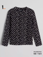 Лонгслив базовый для девочки в горошек