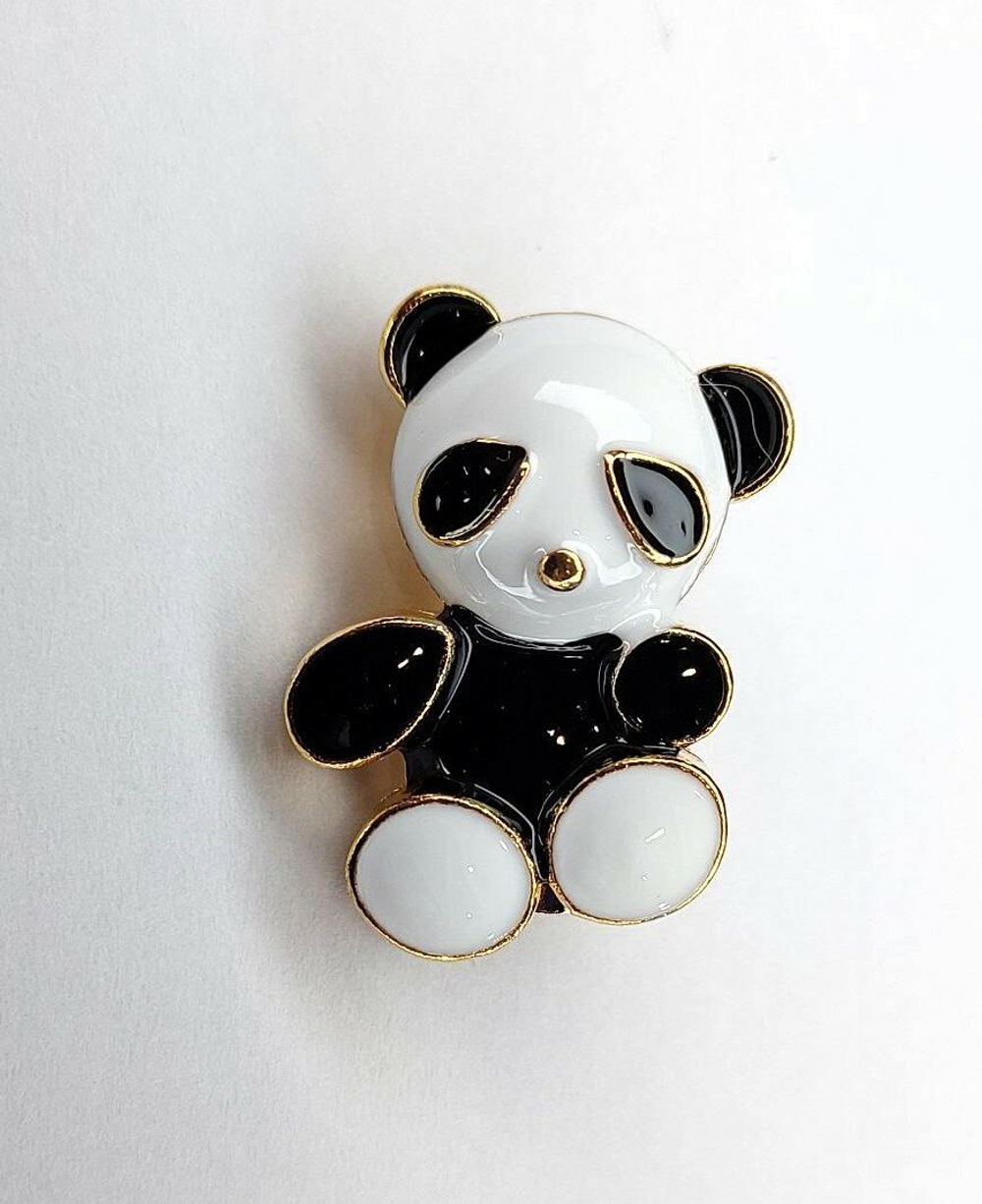 Брошь, брошка милая "Панда". Эмаль.