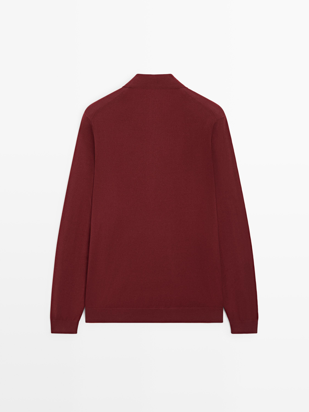 Massimo Dutti Свитер поло из хлопкового трикотажа, гранатовый