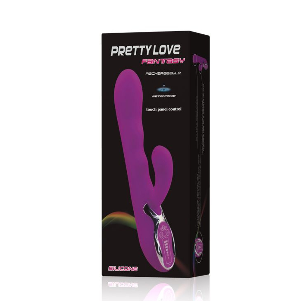 Перезаряжаемый вибратор Fantasy с клиторальным отростком - 22,5 см. (Цвет: лиловый)