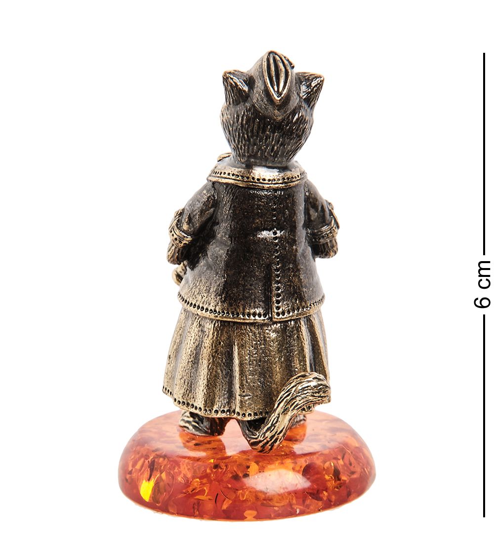 AM-1012 Фигурка «Колокольчик-Кошка Стюардесса» (латунь, янтарь)