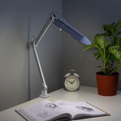 Настольный светильник ЭРА NL-201-G23-11W-W с лампой PL на струбцине белый