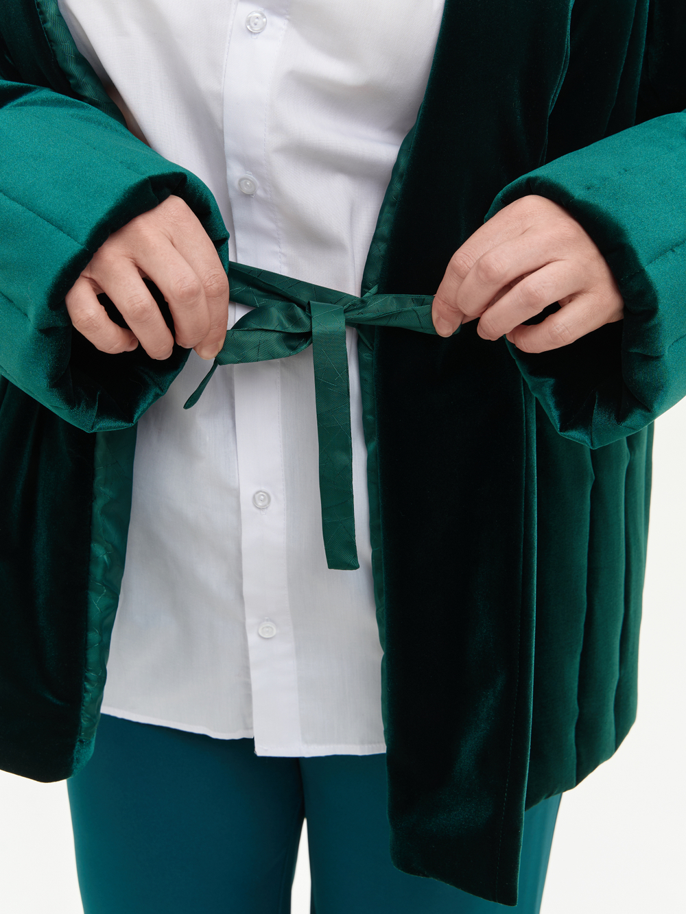 Утепленное кимоно (изумрудный)