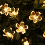 Гирлянда для улицы «Цветок» 7 м 50 ламп LED чёрный провод, 8 реж., IP-55, Теплый белый (возможность соединения), 220V