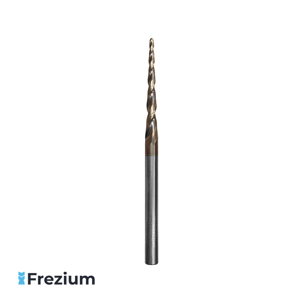 Коническая сферическая фреза твердосплавная для 3D-обработки "O.G.Germany" (6x6x45x100 R1 Z2; 10324804R1)