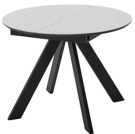 Стол М-City DISAUR Бонжур 100 Белый мрамор, керамика, Черный каркас
