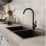 Смеситель для кухни 35k MIXLINE ML23-032 "Round Black" высокий излив боковая руска