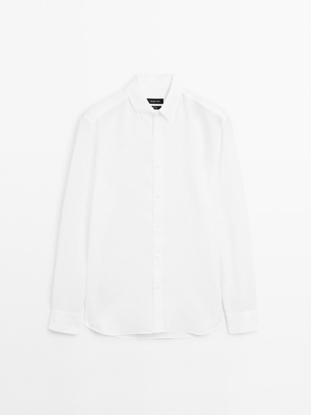 Massimo Dutti Рубашка из 100% льна стандартного кроя, белый